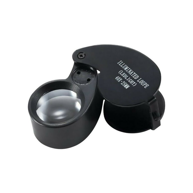 BLACK  40X Magnifying Loupe Jewelry Eye Glass Magnifier LED Light