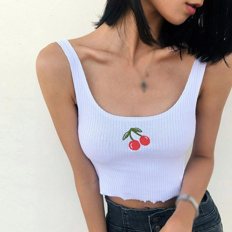 トップス Cherry Pattern Strap Top トップス Cherry Pattern Strap Top Cherry Shipping in mid