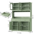 thumbnail image 4 of Homfa 71" Kitchen Pantry with LED Lights and Charging Station, Freestanding Kitchen Cupboard with Storage and Microwave Stand, Floor Cabinet for Dining Living Room, Green, 4 of 7