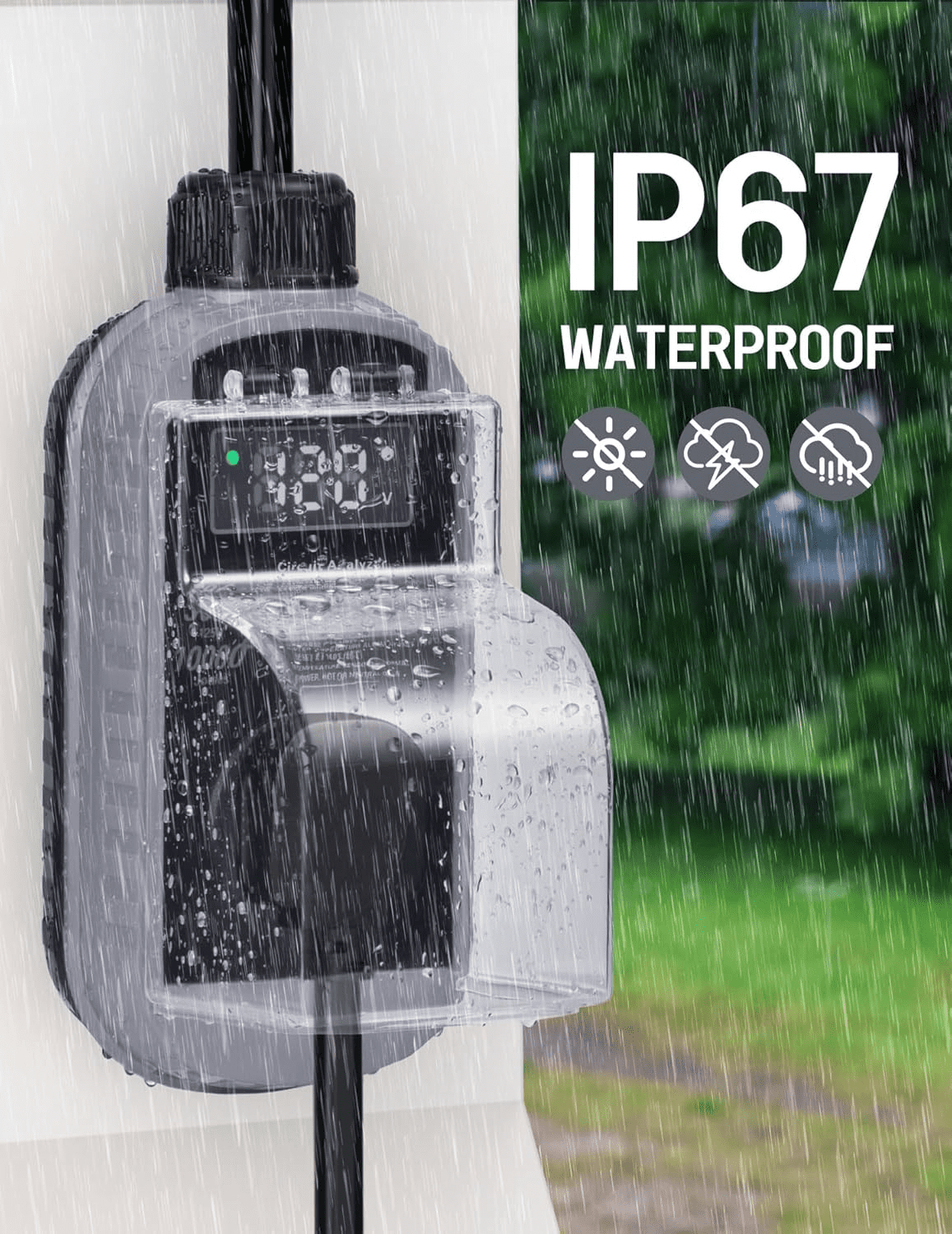 RV Surge Protector 30 Amp, 10,000J Smart 30 Amp RV Surge Protector with Auto Shutoff & Reset, RV Circuit Analyzer with LED Display, Voltage & Temperature Protection, IP67 Waterproof - Gray