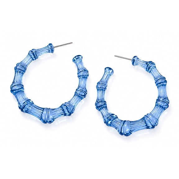 Blue Ice Textured Hoop Earrings for Women, Blue Statement Fashion Jewelry