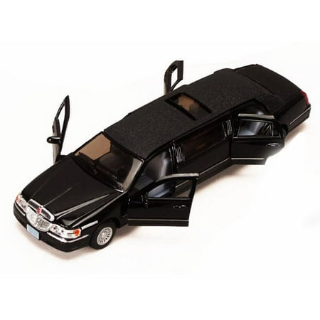 1999 Lincoln Town Car Stretch Limousine, Black - Kinsmart 7001DK - 1/38 scale Diecast Model Toy Car (Brand New, but NOT IN