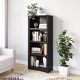 thumbnail image 1 of CorLiving Quadra Engineered Wood 4-Tier Adult Bookcase with 3 Adjustable Shelves, Black, 1 of 7