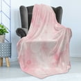 thumbnail image 4 of Pale Pink Soft Flannel Fleece Throw Blanket, Floral Background with Hazy Bubbles and Flower Romantic Flourishing Image, Cozy Plush for Indoor and Outdoor Use, 50" x 60", Pale Pink, by Ambesonne, 4 of 5