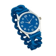 Women's Stylish Easy-to-Read Silicone Wrist Watch with Braided Stretch Band for Maximum Comfort, Royal Blue, One Size Fits All