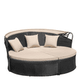 Patio Daybed, Outdoor Daybed With Retractable Canopy, Rattan Separated Seating Sectional Sofa For Patio Lawn Garden Backyard Porch P 32976446
