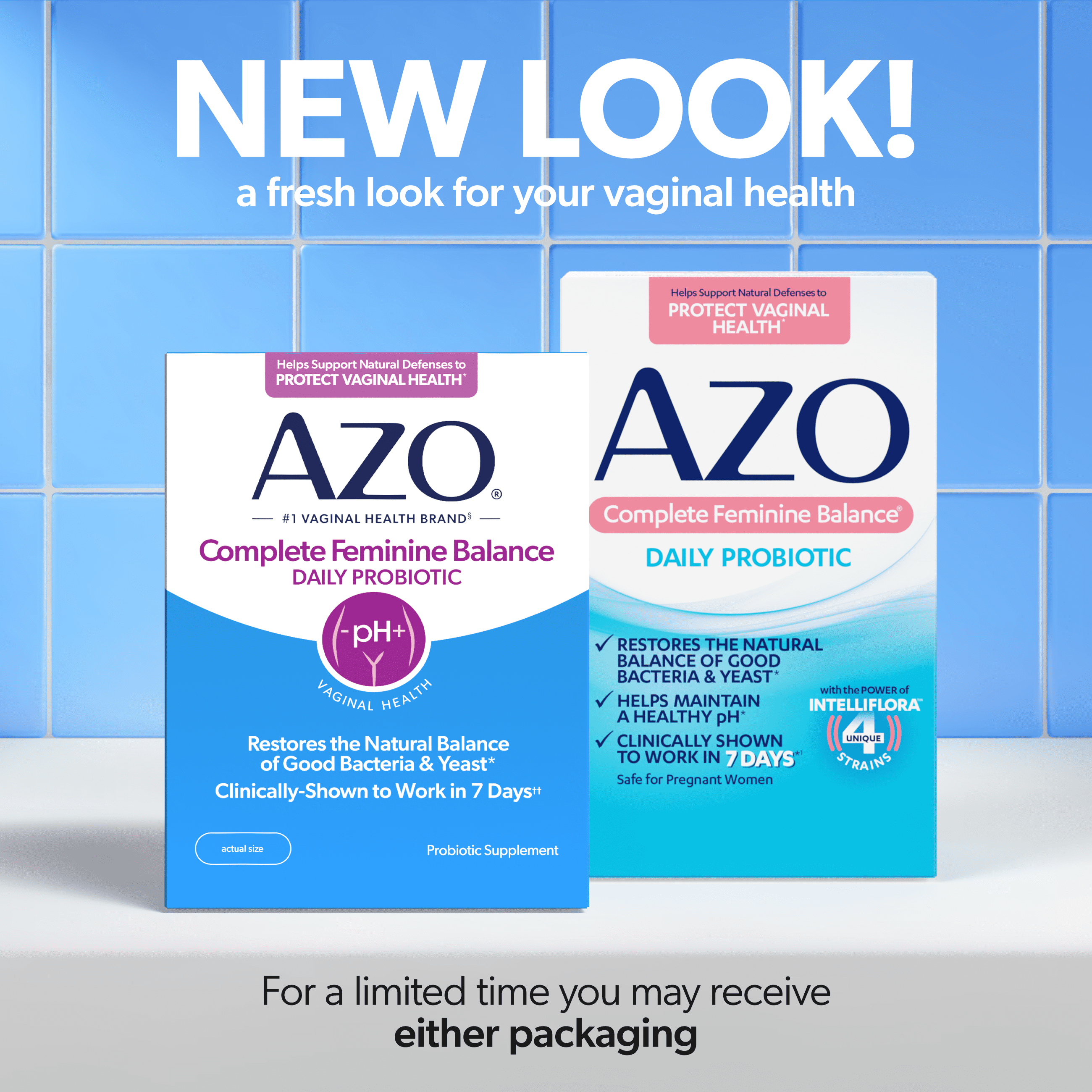 AZO Complete Feminine Balance Probiotic Daily Supplement, Supports Vaginal Health, 30 Count