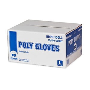 Poly Cotton Canvas Gloves - Royal Disposable Poly Gloves, Large, 1000 Ct (Innerpack of 10)