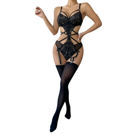 

Women Floral Lace Backless Bodysuit Strapping Fascinating BodySuit Underwear Nightwear Lingeries Chemise Nightie Sleepwear