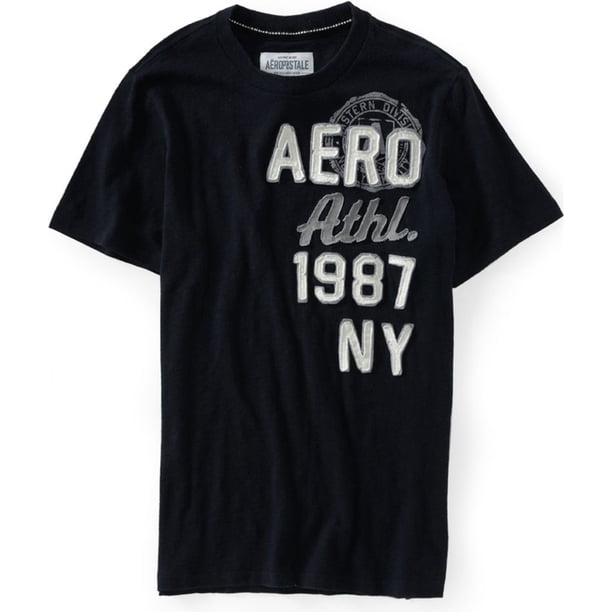 Aeropostale Hombres Aero Athl. Camiseta gráfica de 1987, negra, extragrande Aeropostale Camiseta gráfica