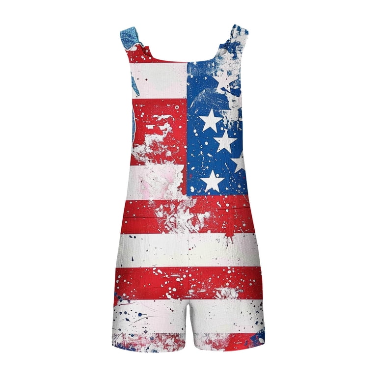 Moxiu American Flag Romper for Women Summer Casual 2025 Jumpsuits 