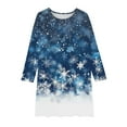 thumbnail image 3 of Delliss Girls' Christmas Snowflake Print Dress Autumn Winter Long Sleeve Crew Neck Flowy Dress 4-14 Years, 3 of 4