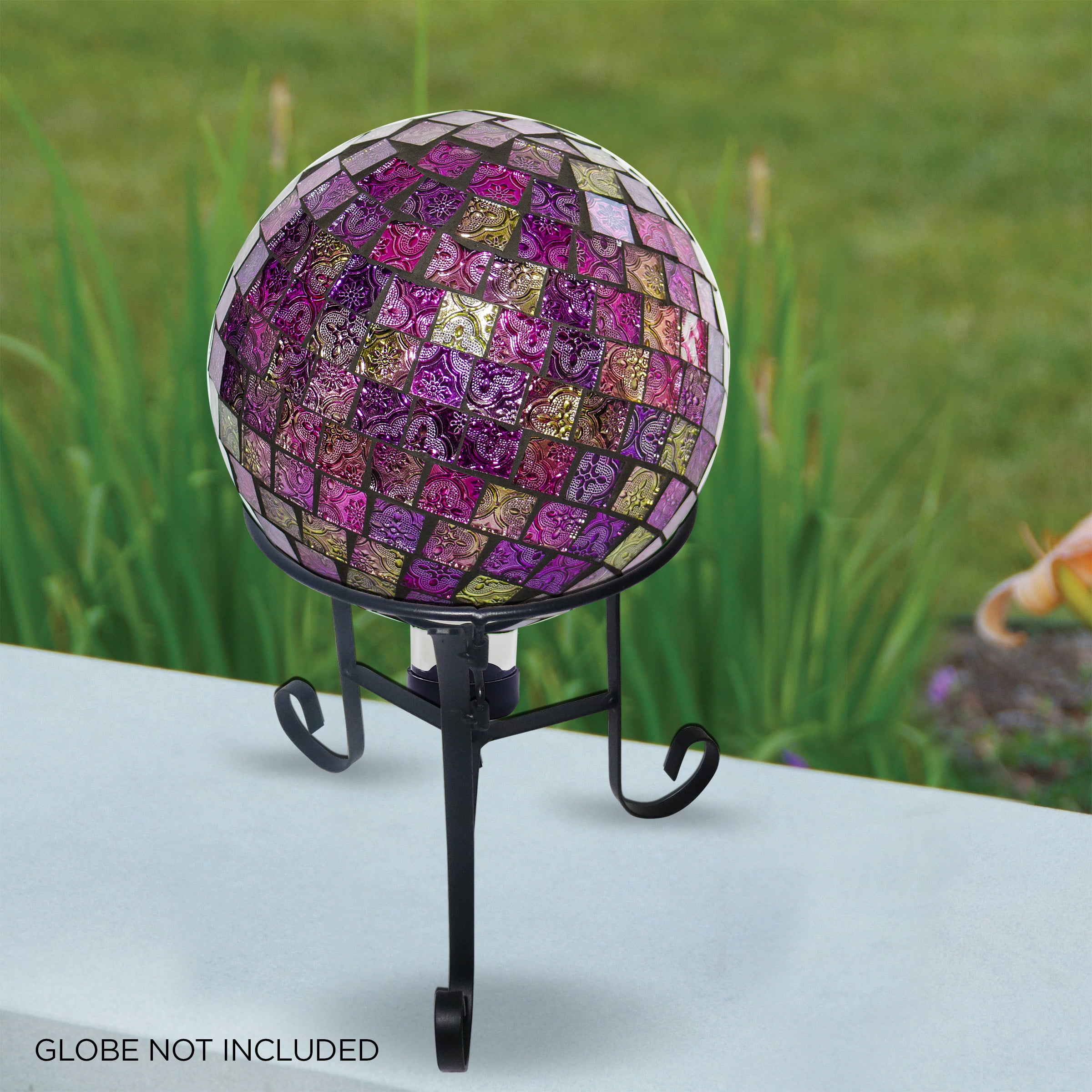 for sale online Alpine Corporation Outdoor Solar Powered Pink Glass Mosaic Gazing Globe With .. 