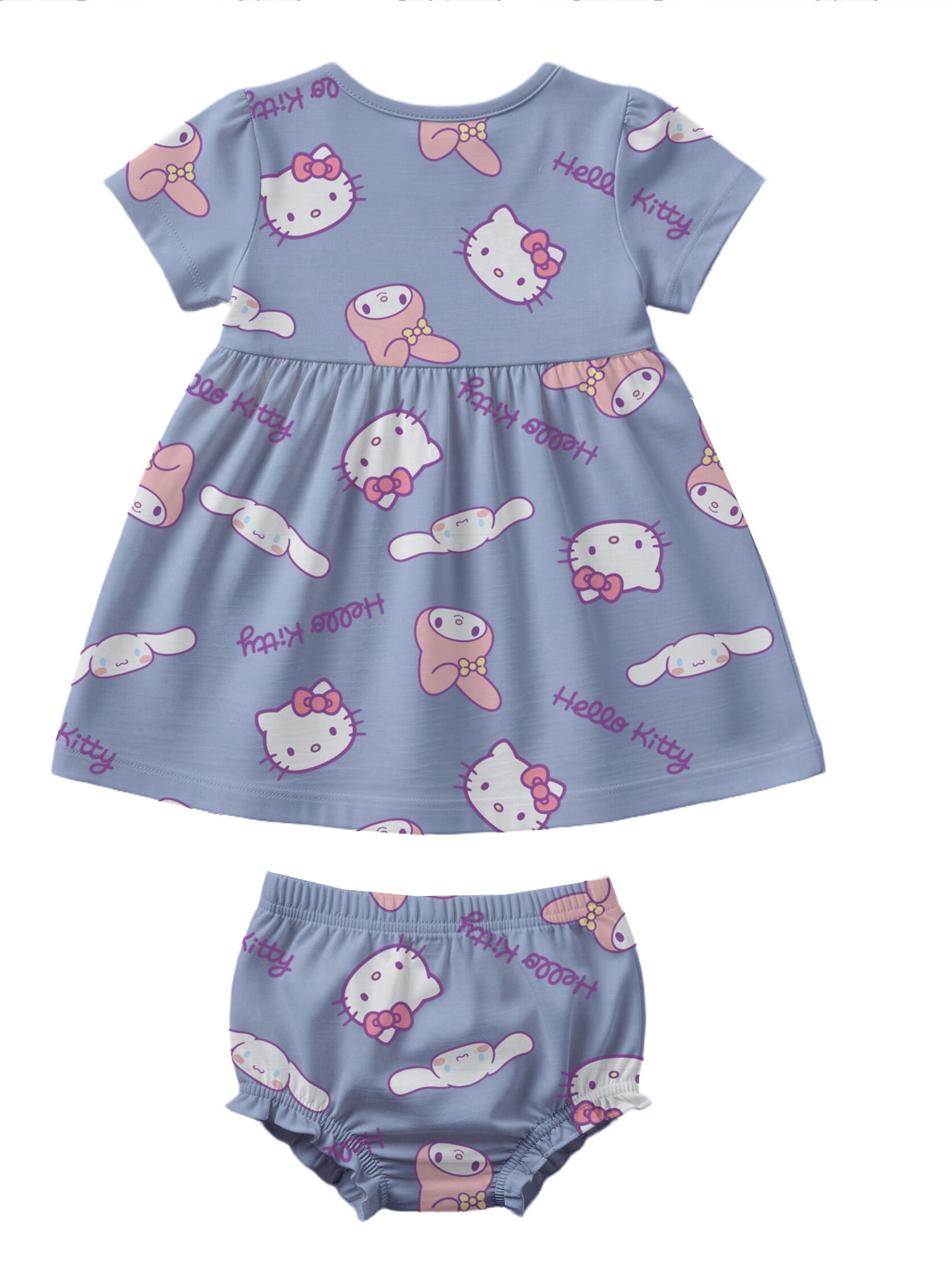 Hello Kitty Baby Girl Viscose French Terry Dress and Panty Set, Sizes 0-24 Months
