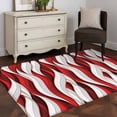 thumbnail image 4 of Red White Stripes Washable Area Rugs 4'x6', Abstract Geometric Aesthetic Striped Low Pile Throw Living Room Rug Non-Slip Sturdy Edge Binding Carpet for Indoor Entryway Bedside Kitchen, 4 of 9