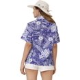 thumbnail image 3 of HAPPY BAY Hawaiian Shirts Womens Casual Summer Beach Party Blouse Shirt Tropical Blouses Short Sleeve Vacation Button up Dress Shirts Dresses for Women L Hibiscus, Blue, 3 of 5