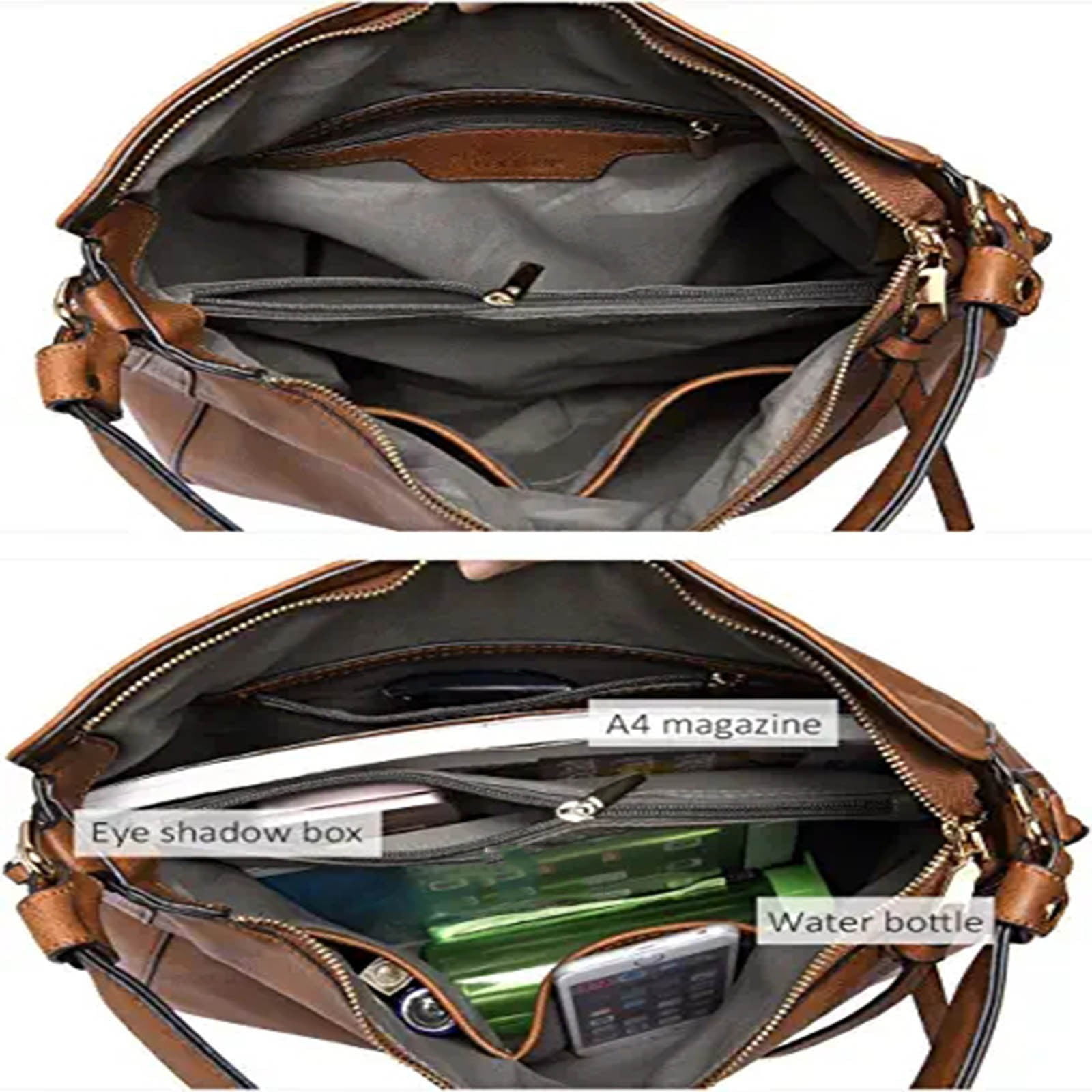 Faraee Hobo Crossbody Bags for Women Leather Retro Handbags Purses Top Handle Large Shoulder Bag