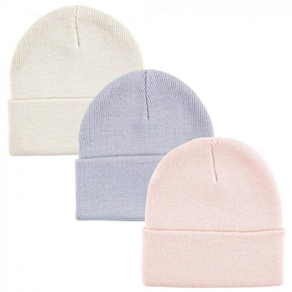 Hudson Baby Family Knit Cuffed Beanie 3pk, Lavender, Infant Toddler