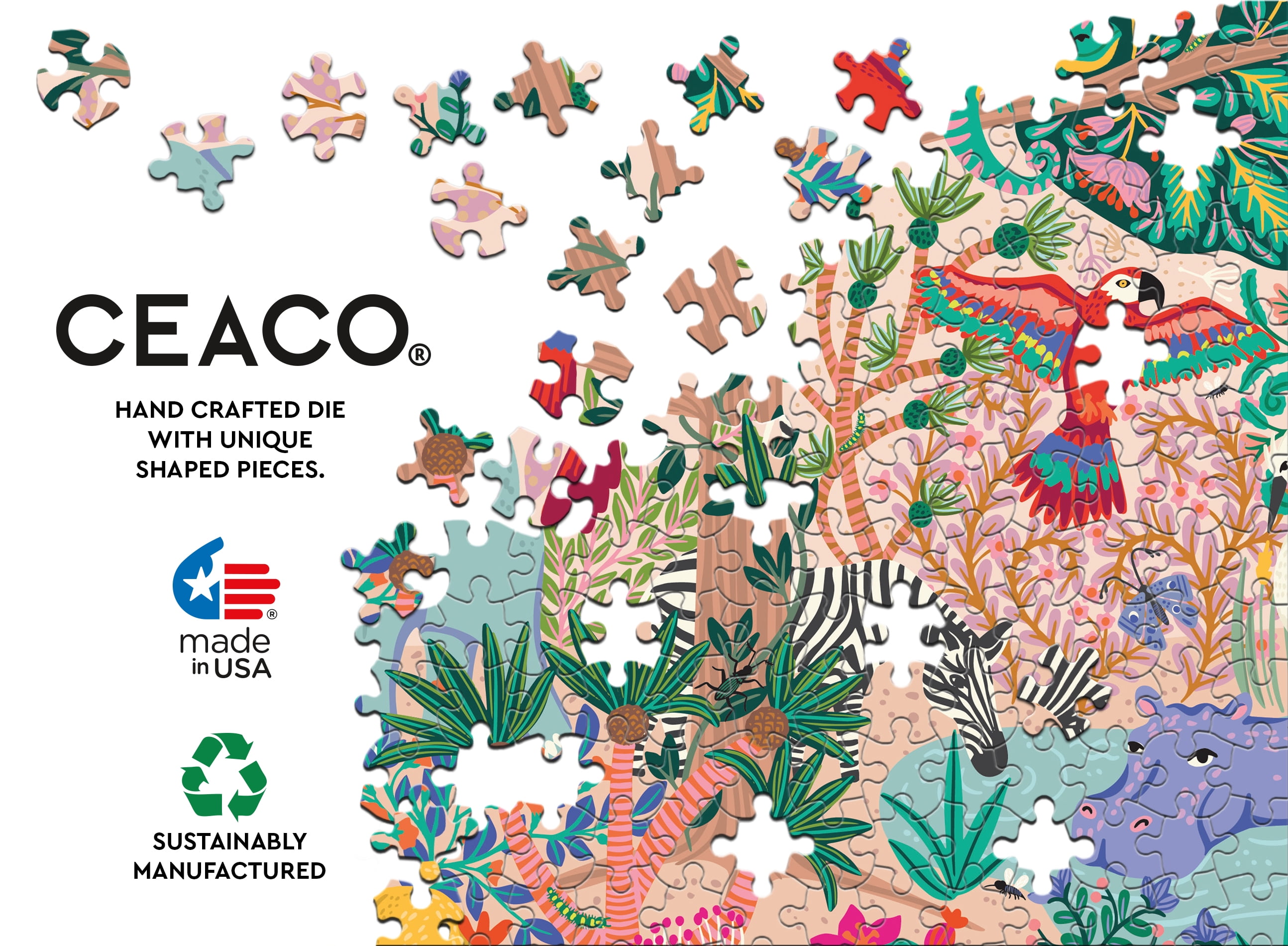 Ceaco 550-Piece Wild Whimsy Magical Jungle Interlocking Jigsaw Puzzle