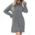 thumbnail image 3 of Final Clean Out! Femmes Léopard Imprimer Mini Robe Puff Manches Longues Faux Cou Mousseline de Soie Robes Swing Robe Courte Décontractée, 3 of 6