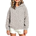 thumbnail image 2 of Lutiedan Girls Leopard Print Hoodie Oversized Fleece Fall Winter Hooded Sweatshirts Long Sleeve Casual Pullover Top Size 3-13,Gray, 2 of 5