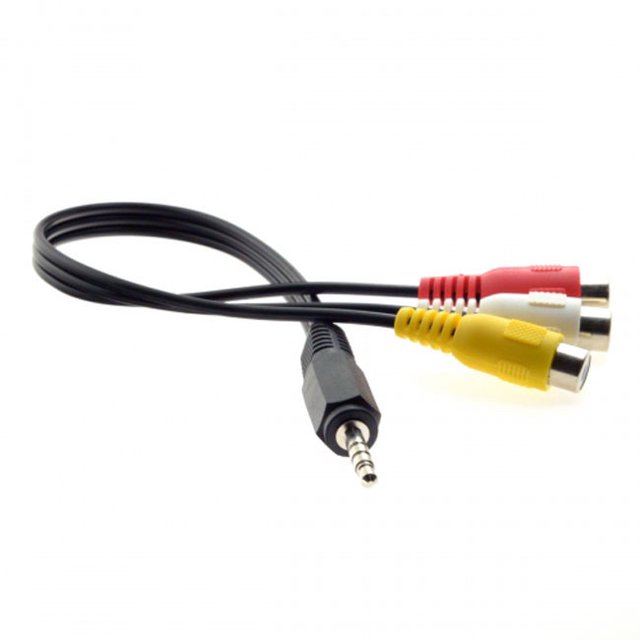 3.5mm Female To 3 RCA Male Adapter Cable – 25cm Composite AV Audio Video Cord
