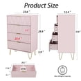 thumbnail image 2 of Eclife 4-Drawer Dressers Wood Accent Chest Clothes Closet Storage Organizer with Gold Handle and Legs for Home Adult Bedroom, Pink, 2 of 9
