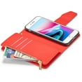 thumbnail image 6 of Case for iPhone 7 Plus iPhone 8 Plus, Glossy PU Leather 9 Card Slots Magnetic Closure Detachable Wrist Strap Zipper Wallet Shockproof Removable Back Cover Case - Red, 6 of 16