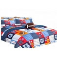 thumbnail image 2 of Edredón de 6 piezas para dormitorio infantil, niña y niño, tamaño doble, diseño de béisbol de patchwork, reversible, suave y esponjoso. Incluye 1 edredón, 1 funda, 1 sábana plana, 1 sábana ajustable,, 2 of 3