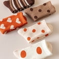 thumbnail image 2 of 5 Pairs Womens Mid Calf Socks Thick Knit Warm Crew Socks Autumn Winter Casual Daily Wear Striped Polka Dot Cozy Soft Breathable Comfortable Fashion Cute Gift Set, 2 of 5