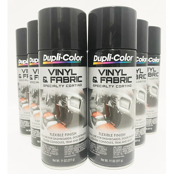 Duplicolor HVP104 - 6 Pack Vinyl & Fabric Spray Paint Gloss Black - 11 oz