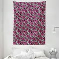thumbnail image 1 of Luau Tapestry, Hibiscus Petals over Minimalist Style Leaves Artful Botanical Floral Design, Wall Hanging for Bedroom Living Room Dorm Decor, 60W X 80L Inches, Magenta Black White, by Ambesonne, 1 of 2