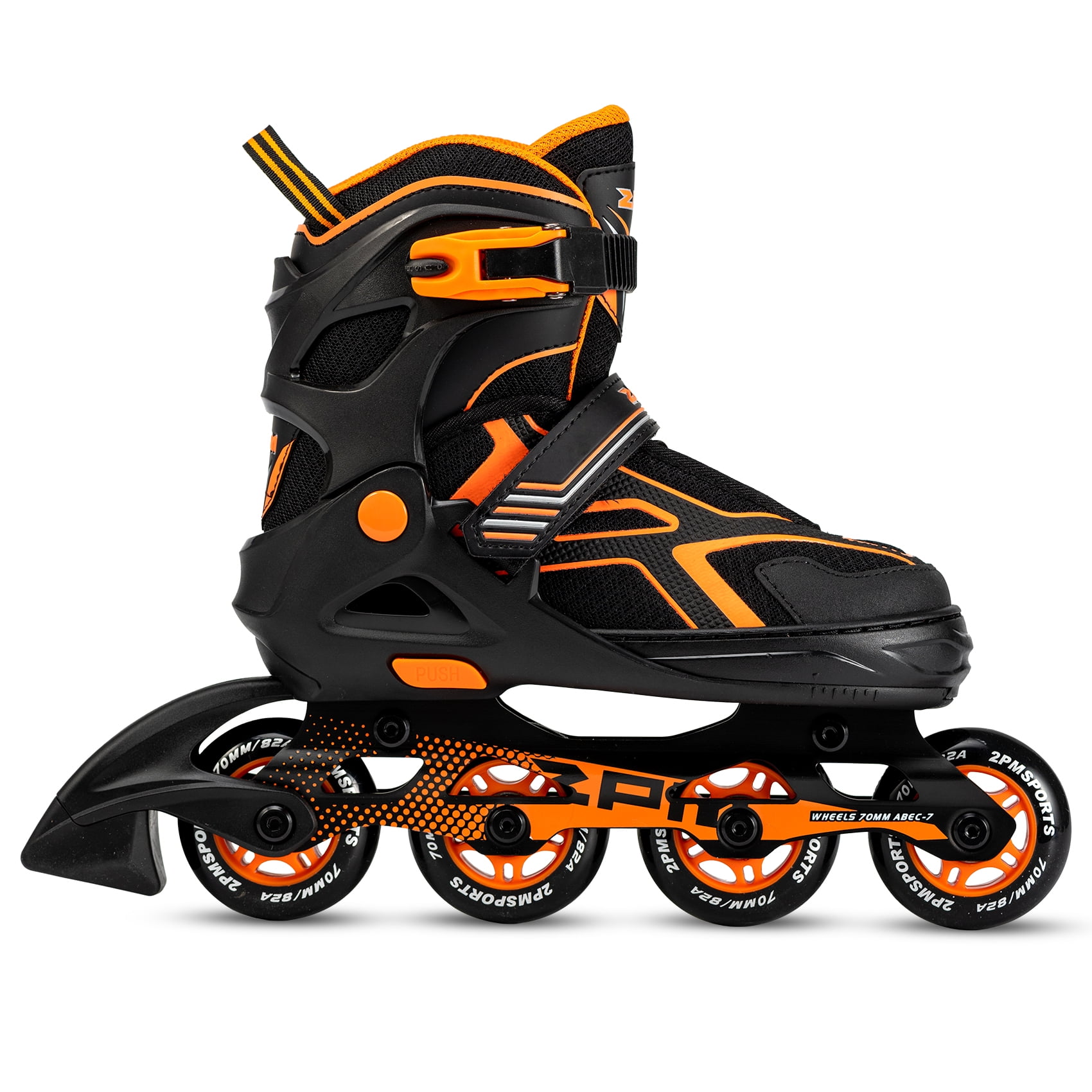 2PM SPORTS Torinx Orange Black kids Boys Beginner Adjustable Inline Skates,Fun Roller Skates for Girls,Roller Blades for Men and Ladies - Orange Small(11C-1Y US)