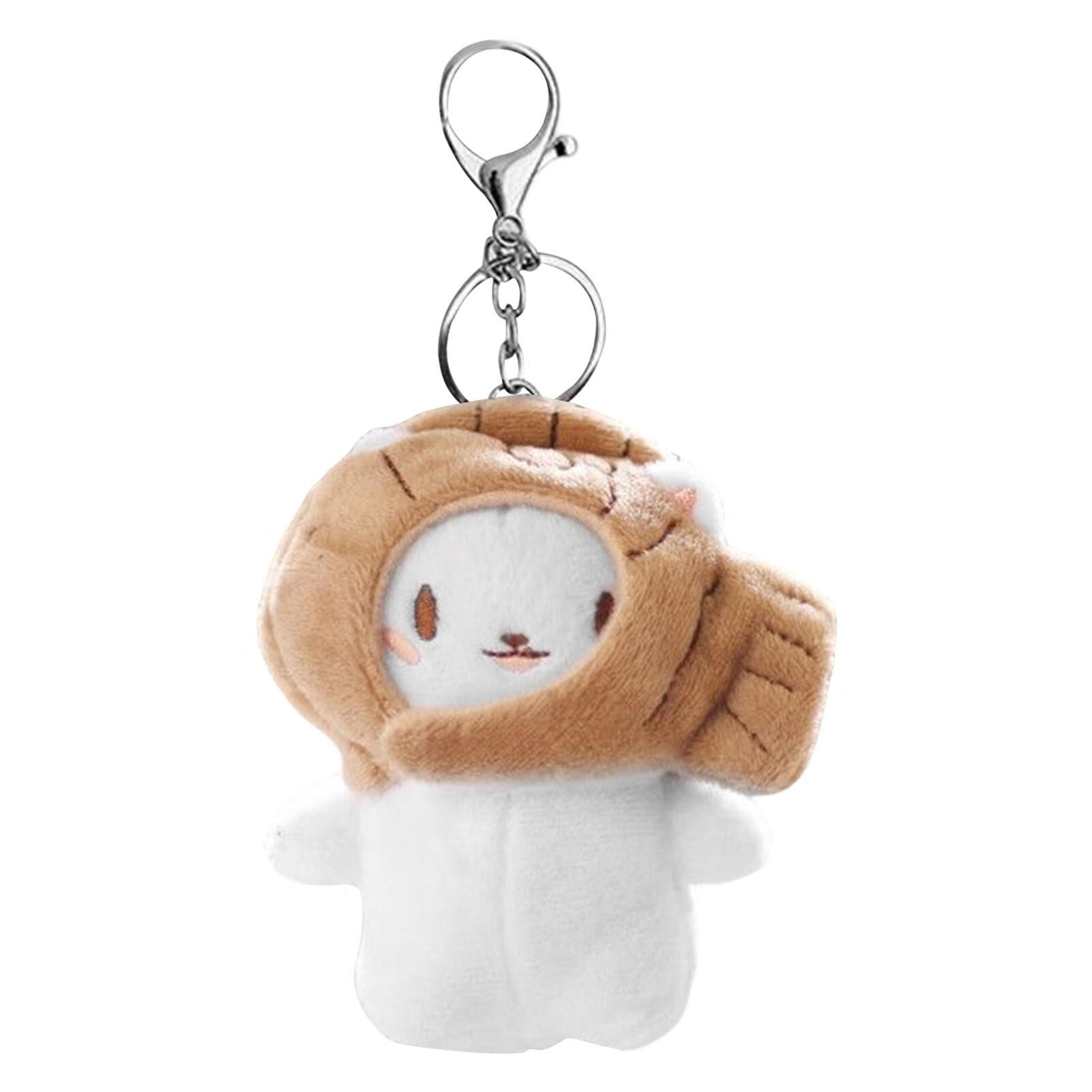 Goxfaca Cute Plush Keychain | Stuffed Taiyaki Cat Keyrings for Women |  Creative Soft Animal Hanging Pendant with Strawberry Hat, Metal Backpack  Keychains for Girls 