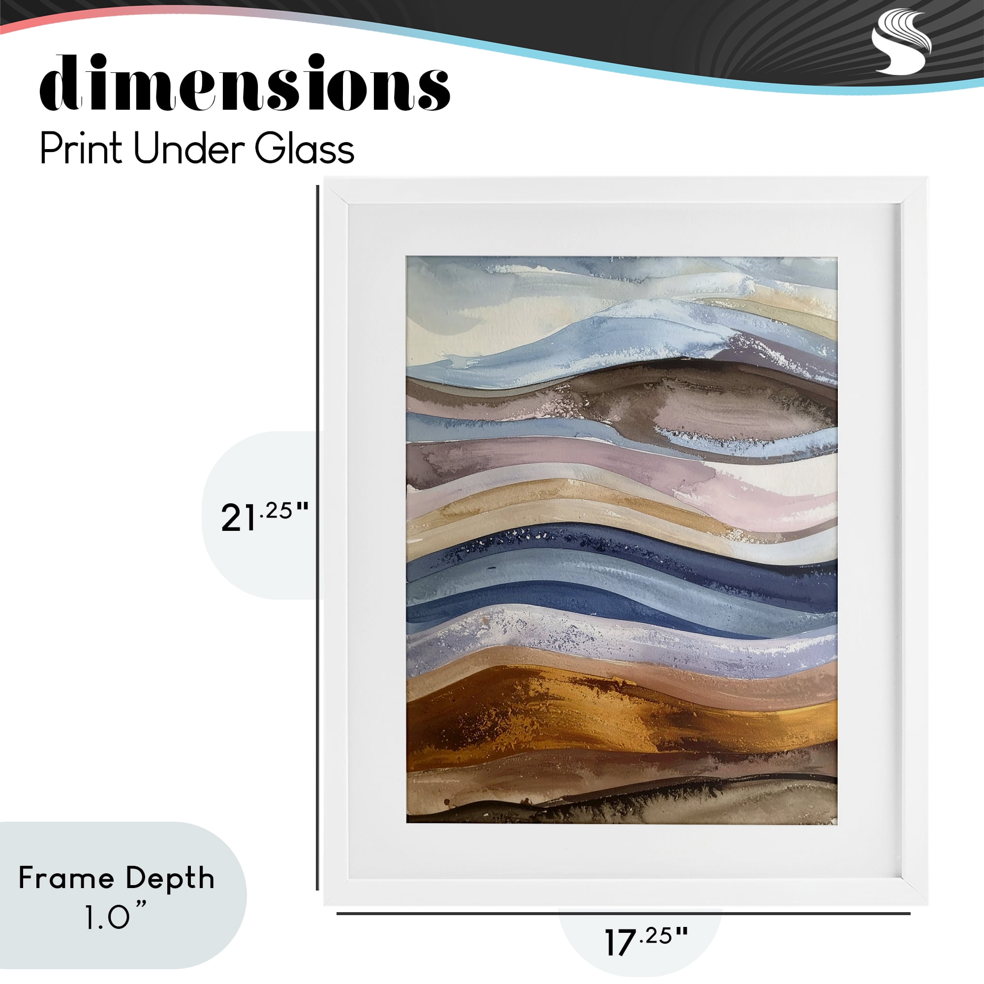 Stupell Industries Ocean Flow Layers White Framed Print Under Glass, design by Alonza Saunders