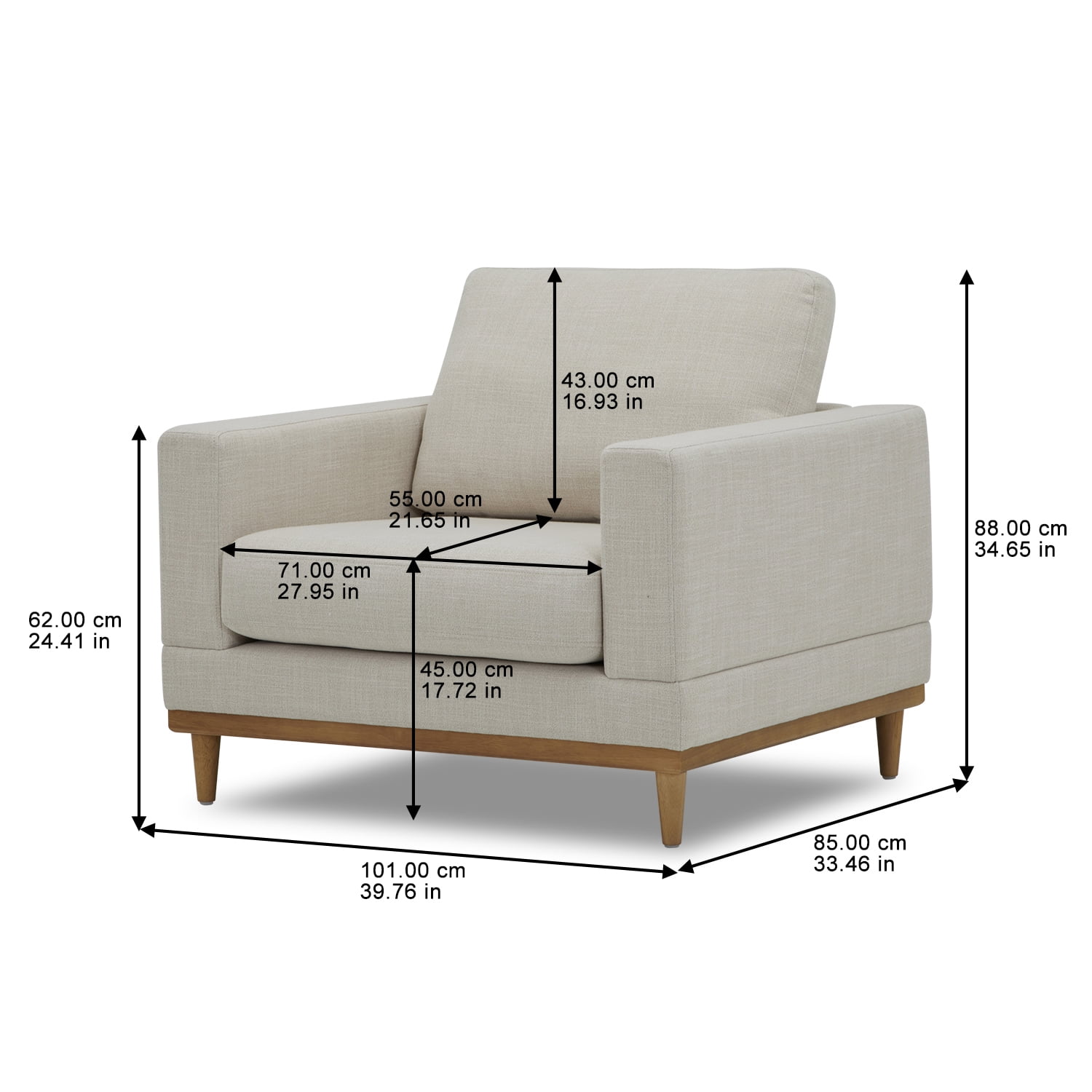 Better Homes & Gardens Springwood Wood Frame Accent Chair, Cream Linen
