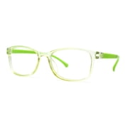 Kids Narrow Rectangle Horned Rim 100% Blue Light Flitering Computer Glasses Green