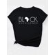 thumbnail image 4 of Stretchy Texture] Excellence" Graphic Black Tee for Women - Casual & Stylish Round Neck Short Sleeve T-Shirt with White Letter Print, 100% Polyester, Machine Washable - Perfect for Spring/Summer/Fall, 4 of 7