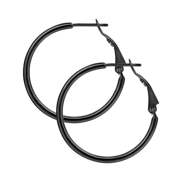 MKLEKYYGold Hoop Earrings Black Huggie Hoop Earrings for Women Back Small Thin Stainless Steel Jewelry 30Mm