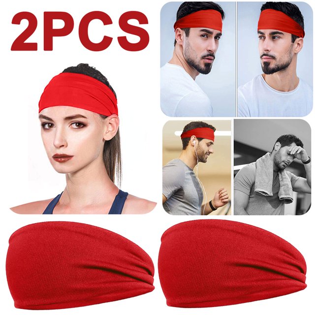 Diadema Hombres Mujeres Fitness Sweatband Elástico Correr Secado rápido Rojo