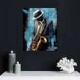 thumbnail image 4 of JEUXUS Abstract Jazz Musician Framed Canvas Wall Art Saxophone Musical Instrument Picture Giclee Retro Artwork Home Decor Stretched and Framed for Bedroom Living Room Dance 16x20in 12x16 in, 4 of 4