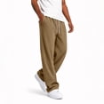 thumbnail image 4 of Men's Corduroy Wide Leg Sweatpants Baggy Elastic Waist Drawstring Pants Loose Fit Casual Streetwear Fall Winter Clothes Brown S, 4 of 5
