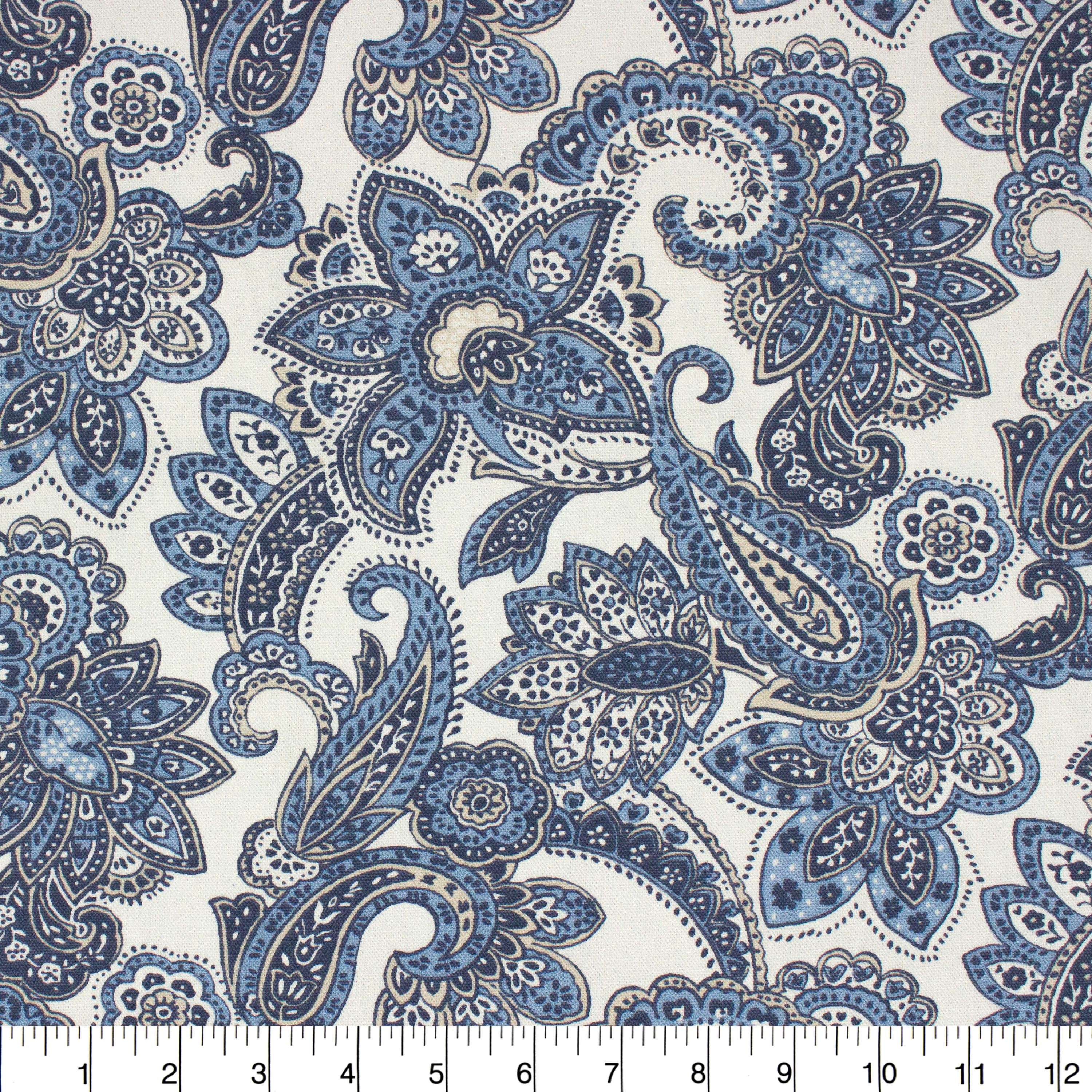 (2 pack) Better Homes & Gardens 100% Cotton Paisley Jacobean Blue, 2 Yard Precut Fabric