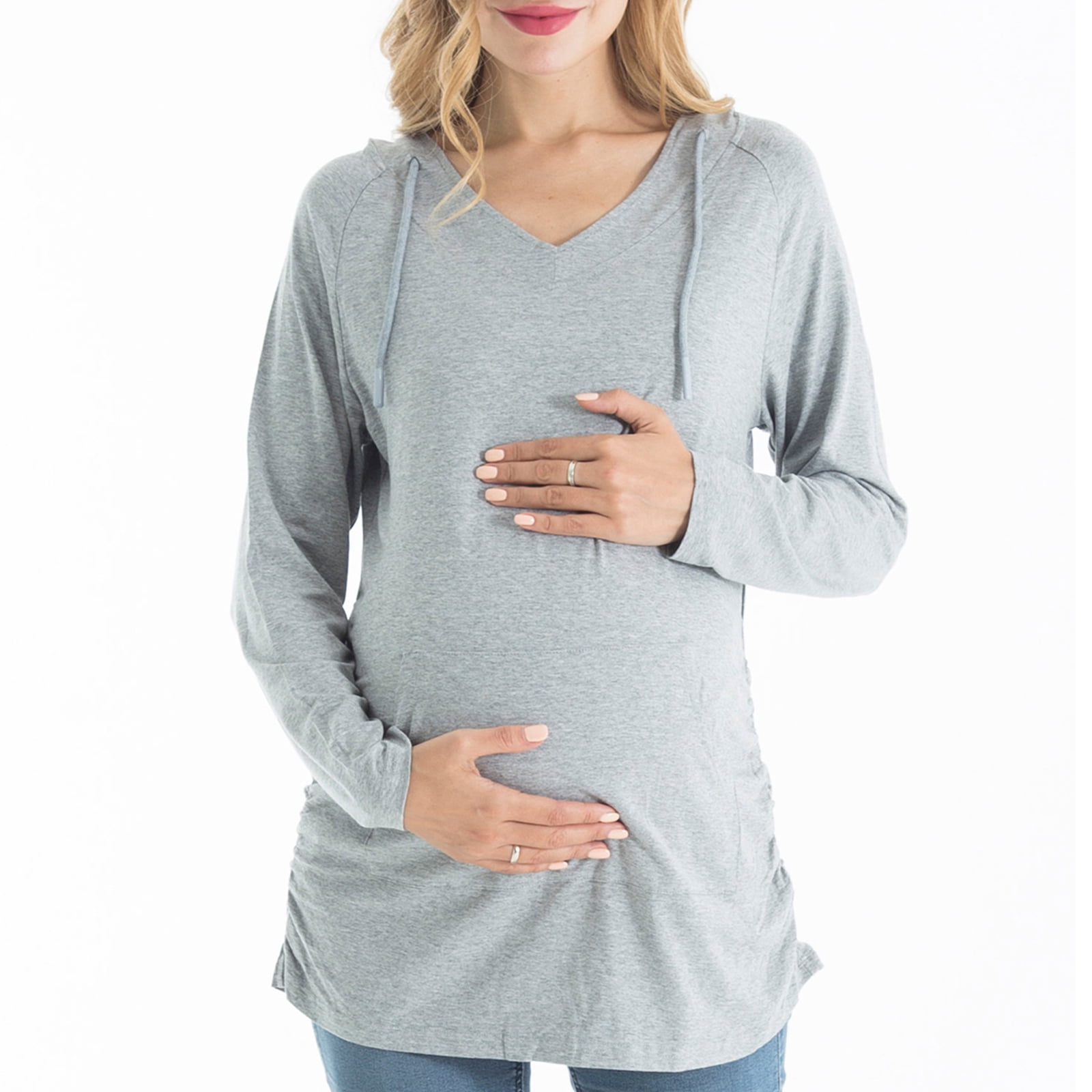 Bearsland Female Long Sleeve Maternity Hoodie Shirt Casual Top Pregnacy Sweatshirt