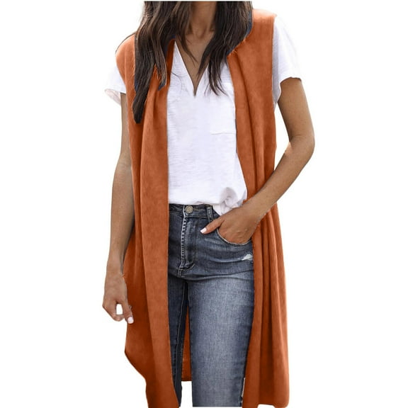 Cardigan for Women Fashion Women Solid Coat Casual Sleeveless Top Long Cardigan blouses for Women