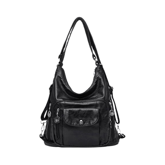 Vintage Faux Leather Handbag 3-in-1 Convertible Satchel with Top Handles & Removable Crossbody Strap, Spacious & Lightweight for Women