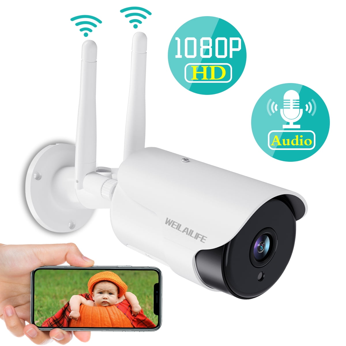 1080P Outdoor Security Camera, IP Bullet Waterproof