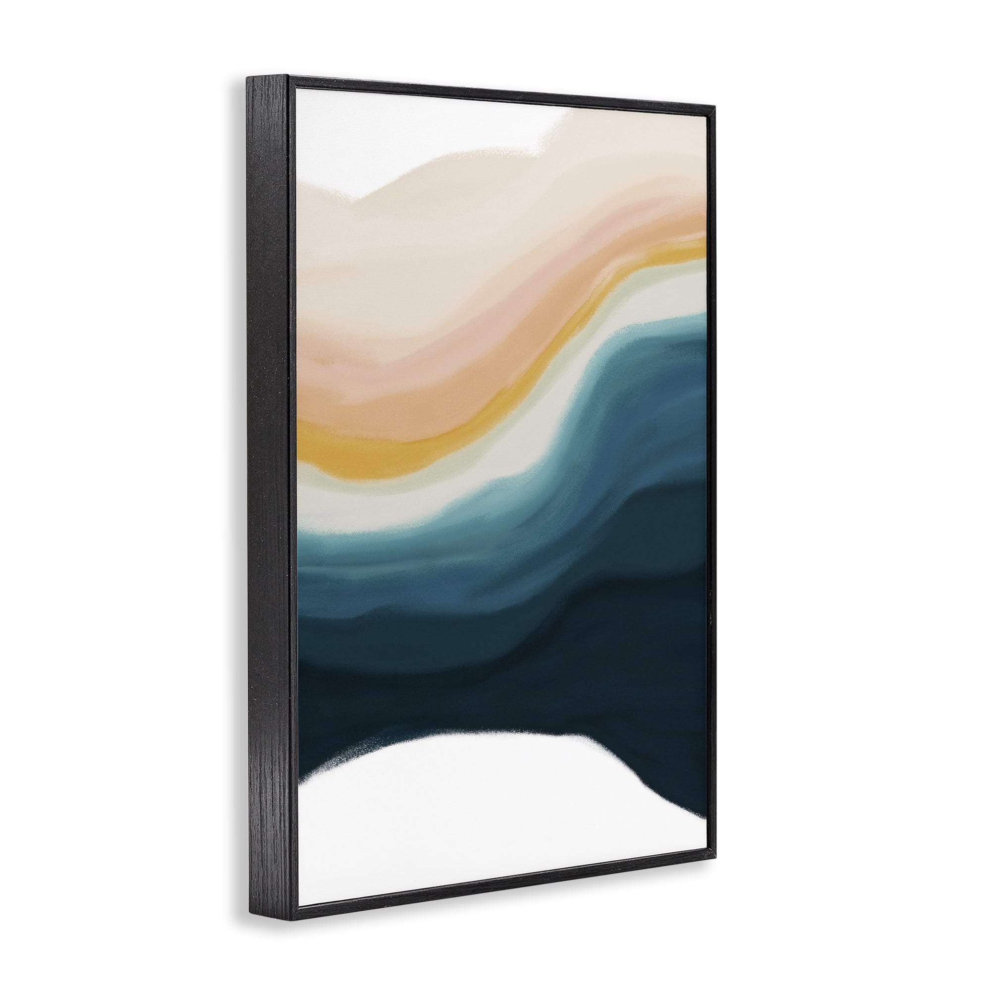 Stupell Industries Peach Swirl Fluid Pattern Abstract Painting Black Framed Art Print Wall Art, 20 x 30