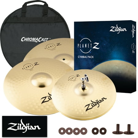 Zildjian Planet Z Complete Cymbal Pack - 14" Hi Hats, 16" Crash, and 20" Ride w/ Cymbal Bag, Felts, & Sticker