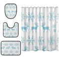 thumbnail image 2 of 4-Piece Bathroom Set with Waterproof Shower Curtain with Non-Slip Bath Mat, U-Shaped Mat & Toilet Lid Cover Reindeer and Snowflake Pattern, 2 of 8